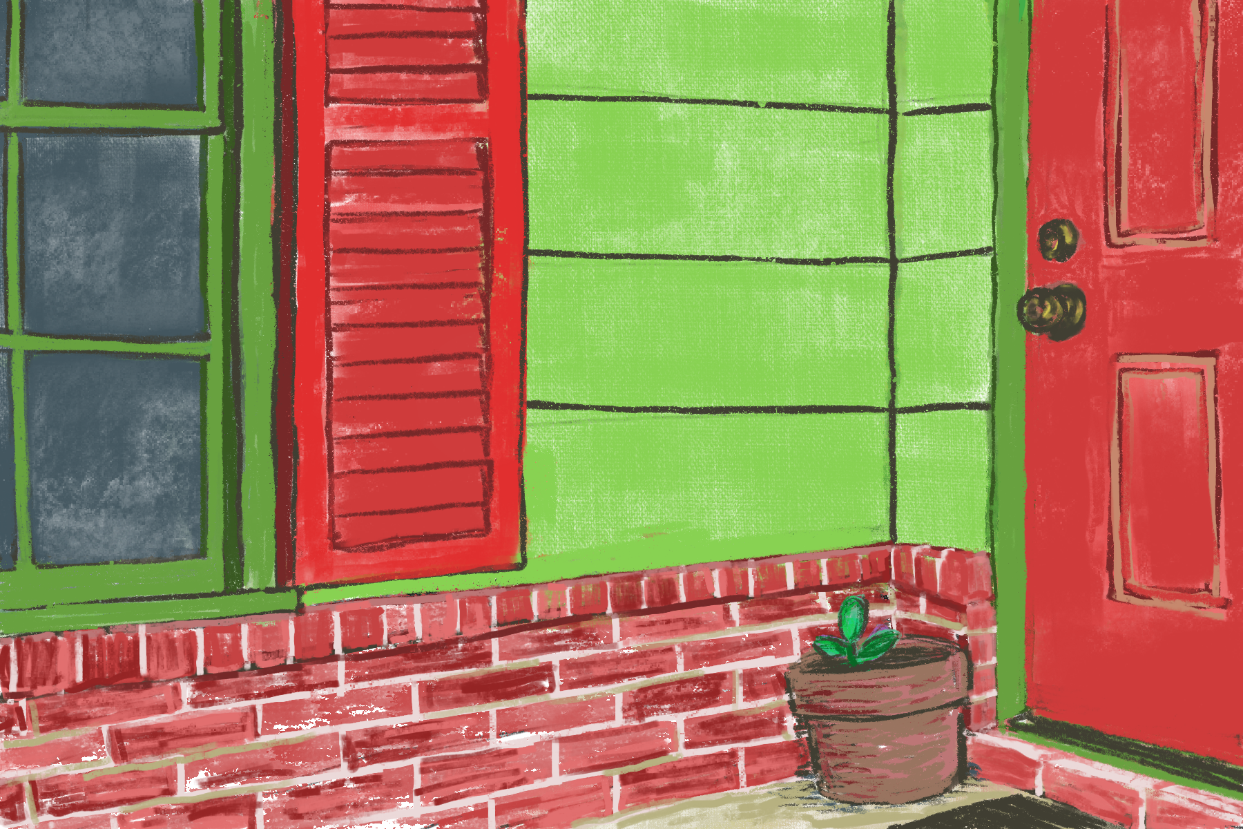 digital drawing of a front porch