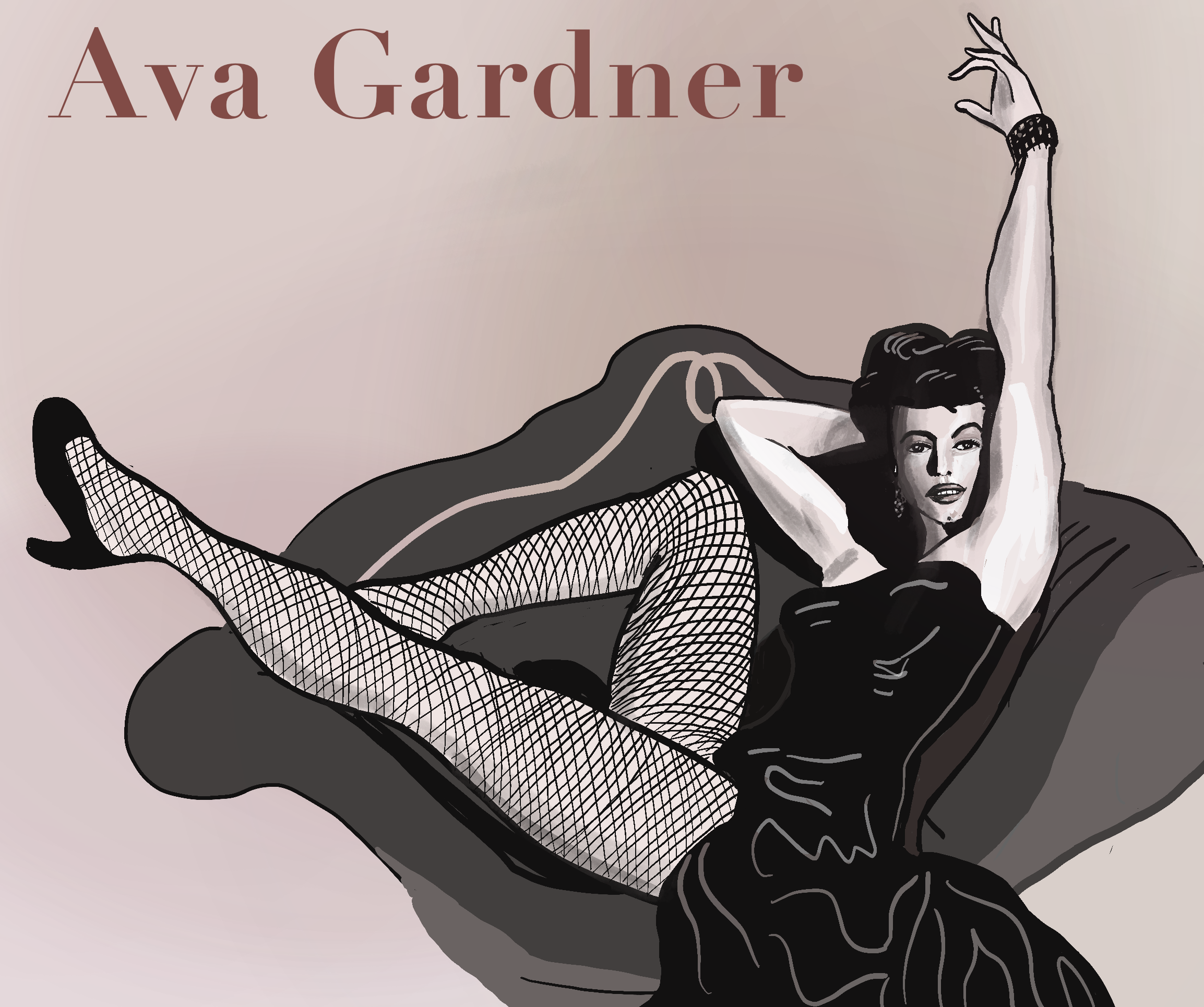 a digital drawing of Ava Gardner